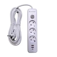 Удлинитель с заземлением 5 м, 3 розетки, 2 USB порта, Type C, "MAXIMUM" МХ 12493 (2586)